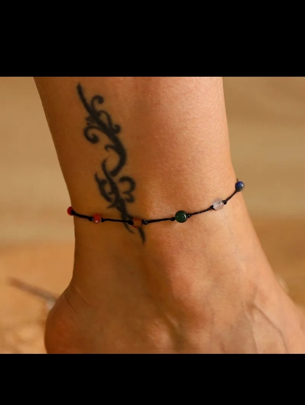 NWT* Rainbow Beaded & Black Anklet *NEW